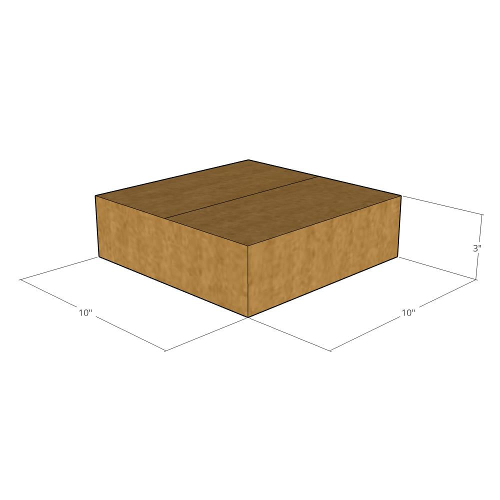 10 x 10 x 3" Flat Corrugated Boxes -25 per Bundle