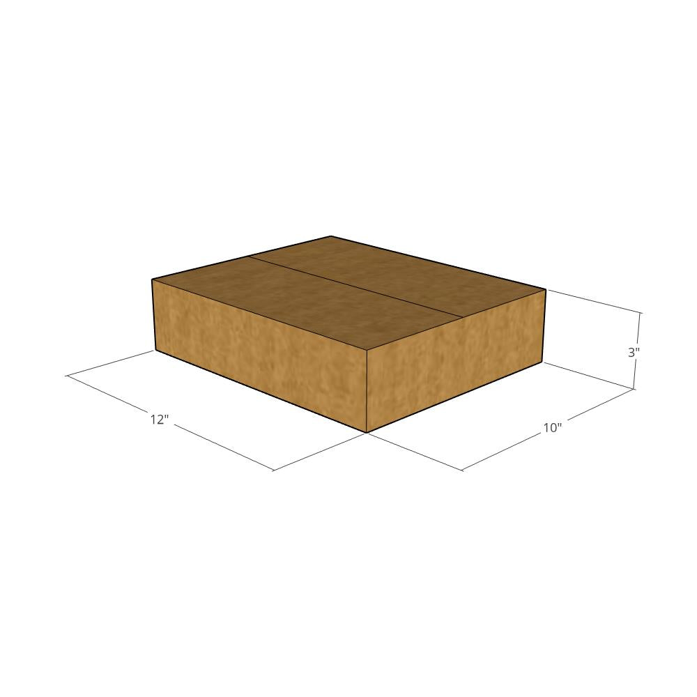 12 x 10 x 3" Flat Corrugated Boxes -25 per Bundle