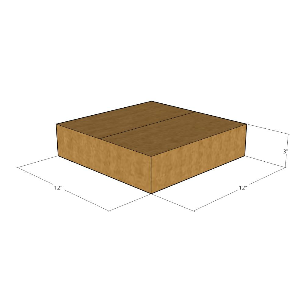 12 x 12 x 3" Flat Corrugated Boxes -25 per Bundle