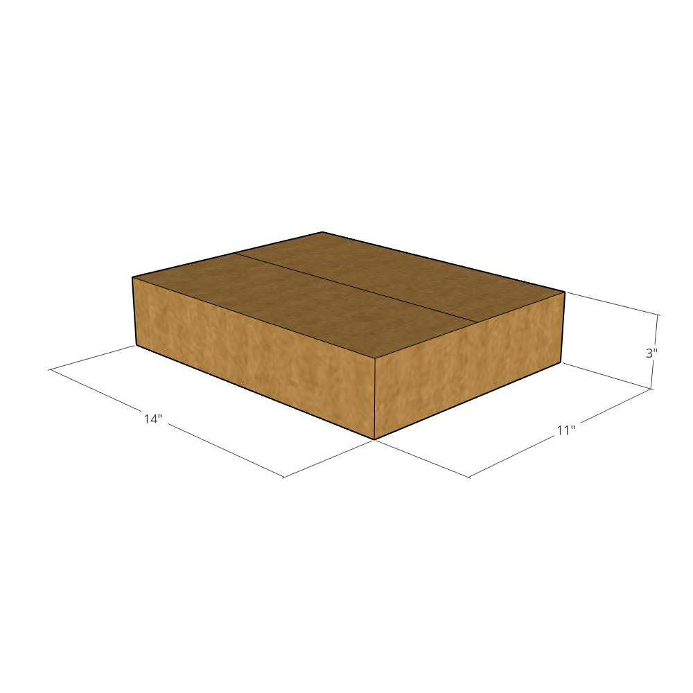 14 x 11 x 3" Flat Corrugated Boxes -25 per Bundle