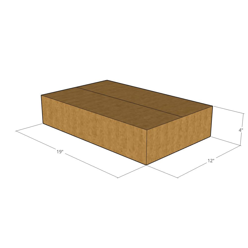 19 x 12 x 4" Flat Corrugated Boxes -25 per Bundle