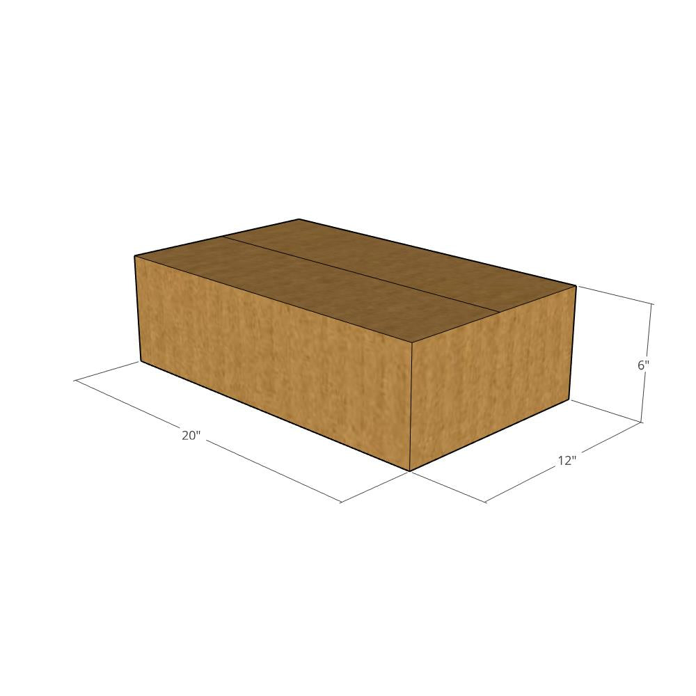 20 x 12 x 6" Flat Corrugated Boxes -25 per Bundle