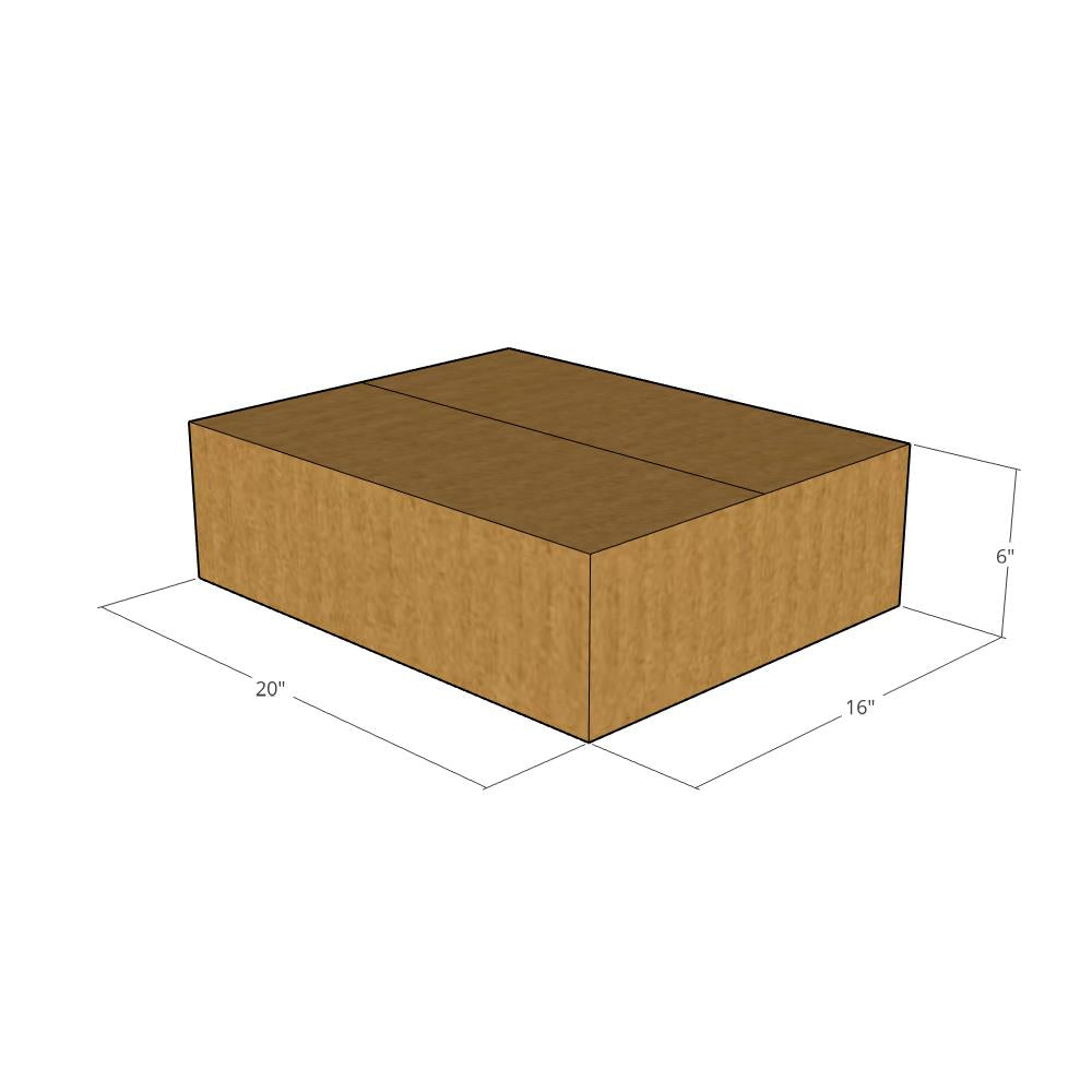 20 x 16 x 6" Flat Corrugated Boxes -25 per Bundle