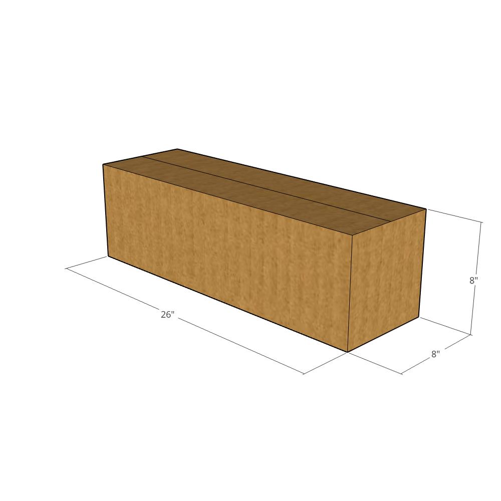 26 x 8 x 8" Long Corrugated Boxes -25 per Bundle
