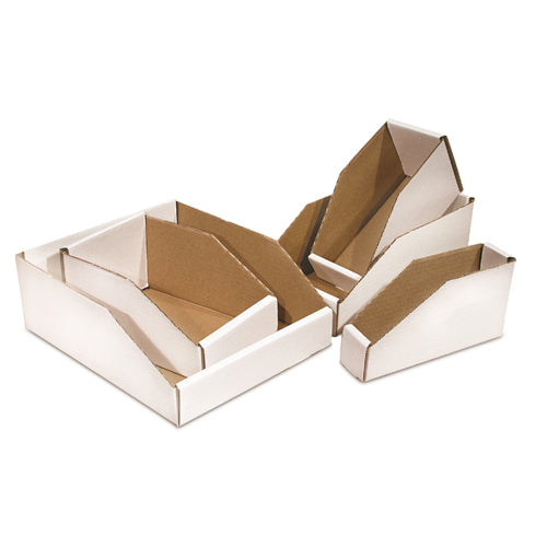 8 x 24 x 4 1/2" White Open Top Corrugated Bin Boxes Bin Boxes -50 per Bundle