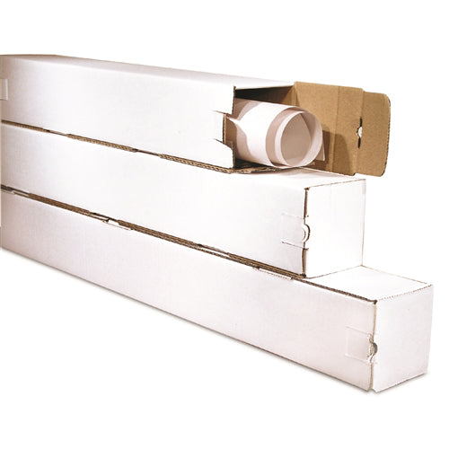 5 x 5 x 25" White Square Mailing Tubes -50 per Bundle