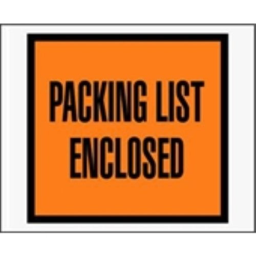 4 1/2 x 5 1/2" Orange "Packing List Enclosed" Envelopes -1000 per Case