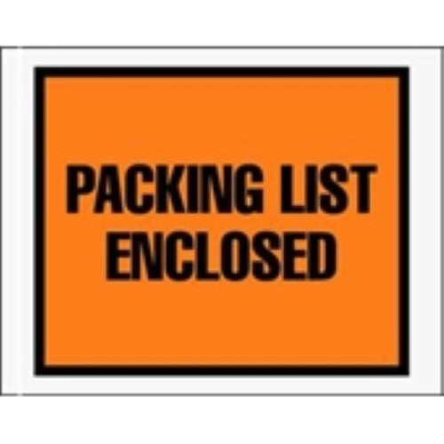 7 x 5 1/2" Orange "Packing List Enclosed" Envelopes -1000 per Case