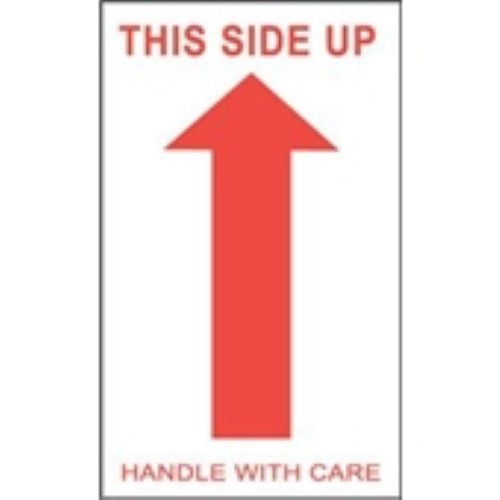 3 x 5" - "This Side Up - Handle With Care" Arrow Labels -500 per Roll