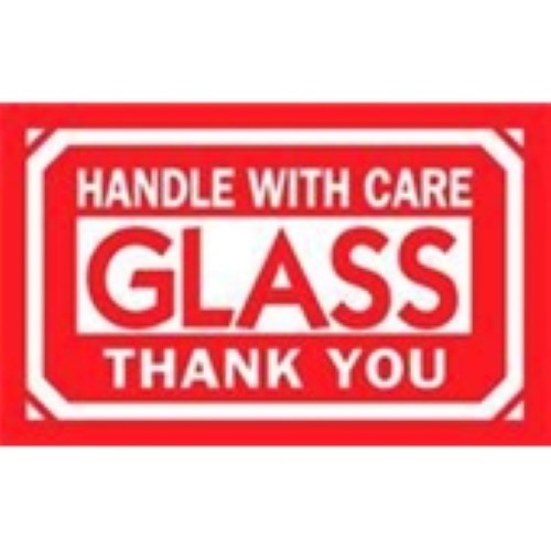 3 x 5" - "Glass - Handle With Care" Labels -500 per Roll