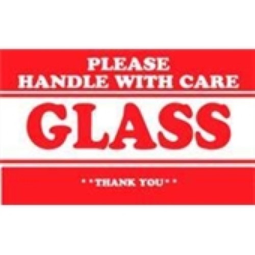 3 x 5" - "Glass - Please Handle With Care" Labels -500 per Roll