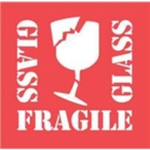 4 x 4" - "Fragile - Glass" Labels -500 per Roll
