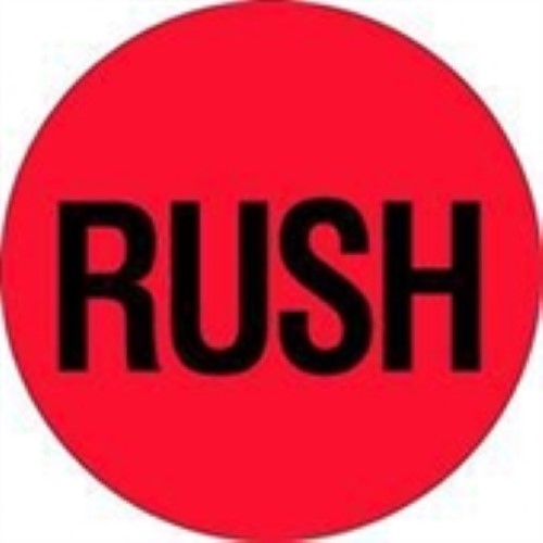 2" Circle - "Rush" (Fluorescent Red) Labels -500 per Roll