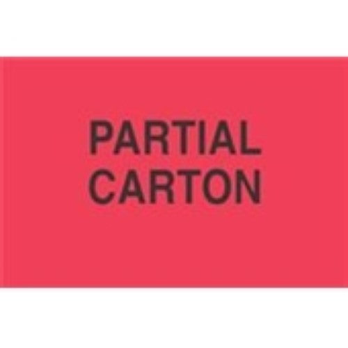 3 x 5" - "Partial Carton" (Fluorescent Red) Labels -500 per Roll