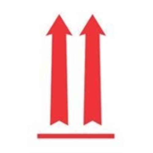 3 x 5" - (Two Red Arrows Over Red Bar) Arrow Labels -500 per Roll
