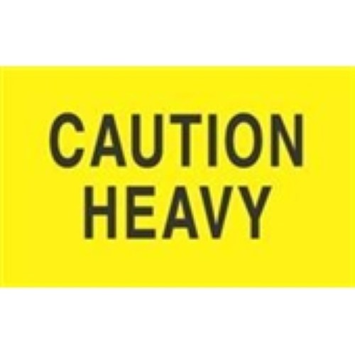 3 x 5" - "Caution - Heavy" (Fluorescent Yellow) Labels -500 per Roll