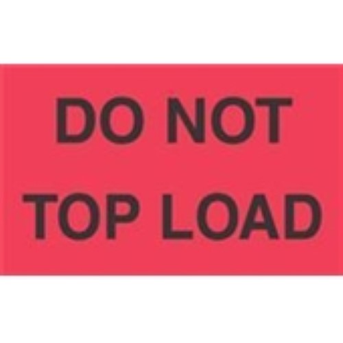 3 x 5" - "Do Not Top Load" (Fluorescent Red) Labels -500 per Roll