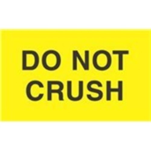 3 x 5" - "Do Not Crush" (Fluorescent Yellow) Labels -500 per Roll