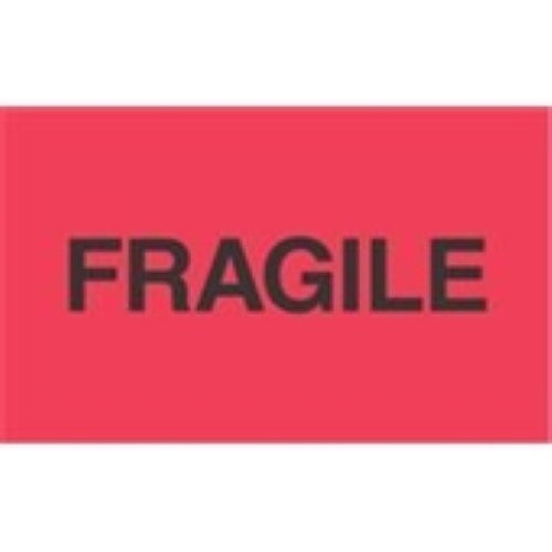 3 x 5" - "Fragile" (Fluorescent Red) Labels -500 per Roll