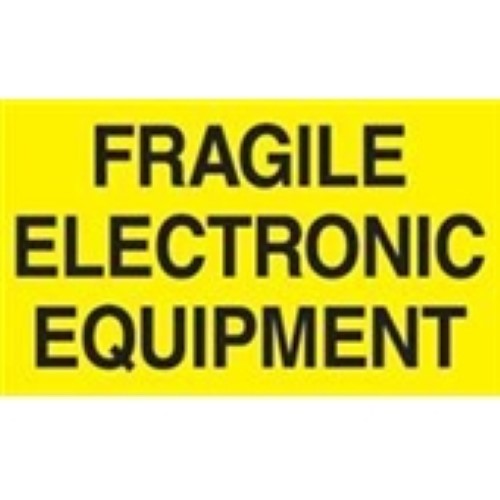 3 x 5" - "Fragile Electronic Equipment" (Fluorescent Yellow) Labels -500 per Roll