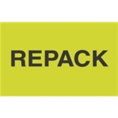 3 x 5" - "Repack" (Fluorescent Green) Labels -500 per Roll