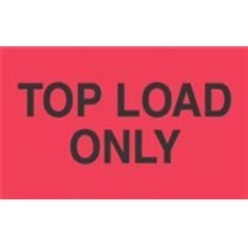 3 x 5" - "Top Load Only" (Fluorescent Red) Labels -500 per Roll