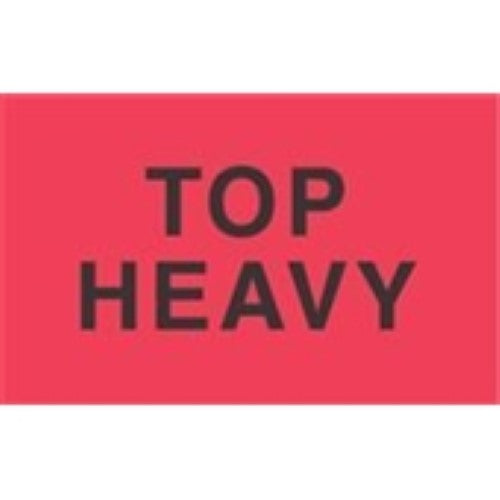 3 x 5" - "Top Heavy" (Fluorescent Red) Labels -500 per Roll