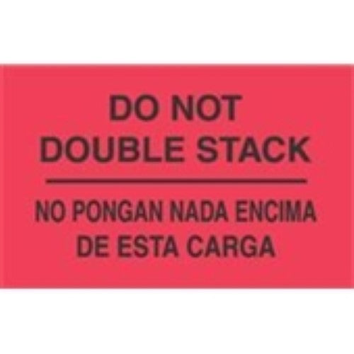 3 x 5" - "No Pongan Nada Encima De Esta Carga" (Fluorescent Red) Bilingual Labels -500 per Roll