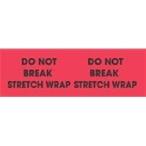 3 x 10" - "Do Not Break Stretch Wrap" (Fluorescent Red) Labels -500 per Roll