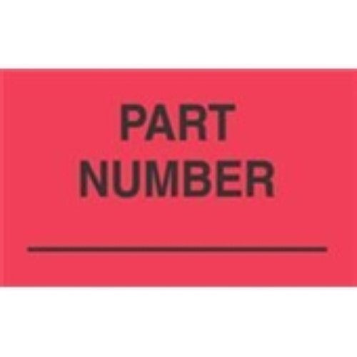 3 x 5" - "Part Number" (Fluorescent Red) Labels -500 per Roll