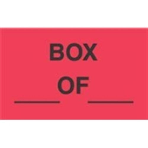 3 x 5" - "Box ___ of ___" (Fluorescent Red) Labels -500 per Roll