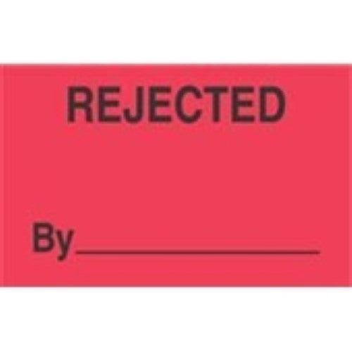 3 x 5" - "Rejected By" (Fluorescent Red) Labels -500 per Roll