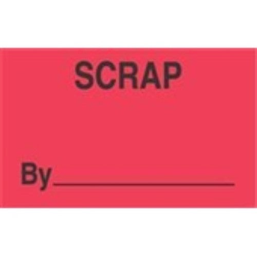3 x 5" - "Scrap By" (Fluorescent Red) Labels -500 per Roll