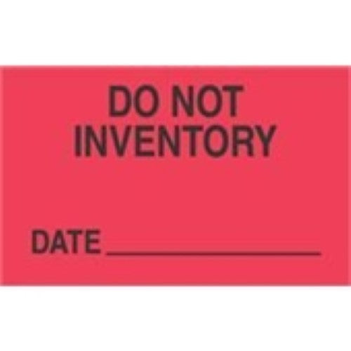 3 x 5" - "Do Not Inventory - Date" (Fluorescent Red) Labels -500 per Roll