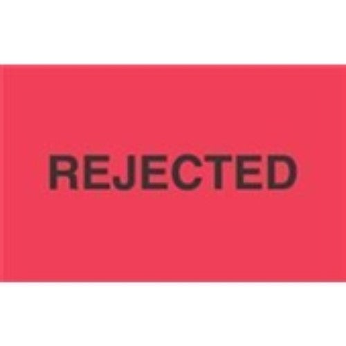 3 x 5" - "Rejected" (Fluorescent Red) Labels -500 per Roll