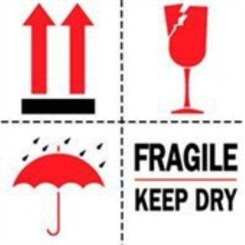 4 x 4" - "Fragile - Keep Dry" Labels -500 per Roll